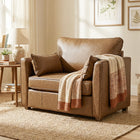 HOMCOM PU Leather Accent Chair with Wide Seat - Spring Cushion - Wood Legs - 2 Pillows for Living Room - Brown-Two included pillows provide added comfort for total relaxation   
