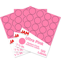 JAM Paper Round Circle Label Sticker Seals, 1 2/3 inch diameter, Ultra Pink, 3 Sets of 120 (147627062g)-Size: 1.5"