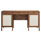 Modway Capri 58" Wood Grain Office Desk - Walnut-Non-Marking Foot Glides