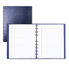 Blueline - NotePro Hardcover Twin-Wire Notebook - 10-3/4" x 8-1/2" - Indigo Blue-Black twin-wire binding with textured, lizard-like, hard cover allows notebook to fold back for a flat, sturdy writing surface