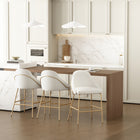 Manhattan Comfort Gracie 22" Modern Leatherette Upholstered Counter Stool - White and Gold - 3 Pack-Frame and Legs Features Choice of Fully Welded Black Steel or Gold Stainless Steel