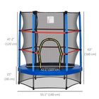 Outsunny Kids Trampoline with Enclosure Net - 55" Dia. - Blue-Promote a healthy lifestyle for your child by working muscles, boosting heart rate, and improving flexibility 
