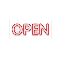 Futech Indoor Open Sign with Clear Backing - 24" x 13" - Red Neon-Bright, Steady LED Illumination: Constant light output clearly signals your business is open, making it easy for customers to spot your storefront at a glance.