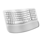 Logitech Wave Keys Wireless Ergonomic Keyboard with Cushioned Palm Rest - Off White-Feel the Wave: Get comfier with Wave Keys, the ergonomic wireless keyboard shaped to help workdays go easier on you