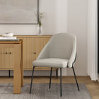 Manhattan Comfort Gracie 24.2" Modern Leatherette Upholstered Dining Chair - Stone and Black-Frame and Legs Features Choice of Fully Welded Black Steel or Gold Stainless Steel