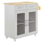 Modway Cuisine Kitchen Cart - Light Grey Natural-Modern Kitchen Cart