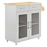 Modway Cuisine Kitchen Cart - Light Grey Natural-Modern Kitchen Cart