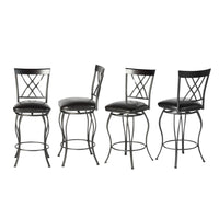 Homy Casa Classic Swivel 26" Counter Height Bar Stools with Black Faux Leather - 4 Pack-Elegant Design: Features a black metal frame with a decorative backrest, perfect for classic or contemporary settings.