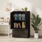 HOMCOM Metal Storage Cabinet with Locks - Black-Equipped with two separate locks on doors and drawer, ensuring your important documents remain secure