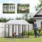 PawHut Outdoor Welded Wire Dog Kennel and Dog Run with Cover and Adjustable Bowls - 6' x 6' x 6' - Silver-Connect multiple kennels together without any additional parts or panels 