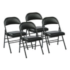 Work Smart Folding Chair with Vinyl Seat and Back - Black - Set of 4-Vinyl Padded Seat and Back
