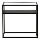 Hudson&Canal Ada 24"W Rectangular Side Table - Blackened Bronze-Tabletop is made of clear tempered glass, shelf is solid steel