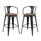 Modway Promenade Bar Stool - Black - Set of 2-Cafe and Bistro Style Bar Stool