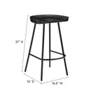 Modway Concord Backless Wood Counter Stools - Black - Set of 2-Contoured Seat