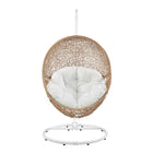 Modway Encase Outdoor Patio Rattan Swing Chair - Cappuccino White-Weight Capacity: 330 lb
