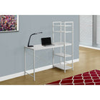 Monarch Specialties 7165 48" Computer Desk - White Top/White Metal-Featuring 4 fixed large storage shelves for organizing books, documents, or to display decorative objects in fashionable style.
