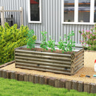 Outsunny Galvanized Raised Garden Bed - Light Wood Effect-Galvanized steel structure ensures durability and long-lasting performance  
