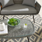 Modway Endeavor Outdoor Patio Wicker Rattan Coffee Table - Grey-Powder-Coated Aluminum Frame