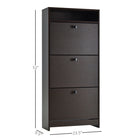 HOMCOM Narrow Shoe Storage Cabinet with 3 Flip Doors & Open Shelf - Coffee-Compact design, suitable for small entryways, hallways, or any narrow places
