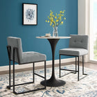 Modway Privy Black Stainless Steel Upholstered Fabric Counter Stool - Black Light Gray - Set of 2-Soft Polyester Fabric Upholstery