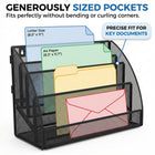 ShoppingAll 4-Tier Desktop or Wall-Mount Mesh File Sorter & Magazine Rack - Letter/A4 - Black-Features four tiered compartments that provide ample visibility and easy access to your files, helping you sort and prioritize documents, mail, and brochures efficiently.