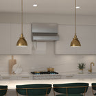 Hudson&Canal Elodie 8" Wide Pendant with Metal Shade - Brass/Brass-Includes an adjustable 6 ft. chain and cord, compatible with existing dimmer switches, bulbs not included
