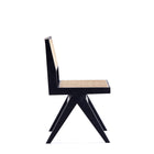 Manhattan Comfort Hamlet 17.64" Industry Chic Dining Chair - Black and Natural Cane - Set of 4-Seat Height Measures: 17.72 in. With Weight Capacity of 275 lb