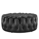 Modway Amour Tufted Button Large Round Performance Velvet Ottoman - Black-Ottoman Weight Capacity: 330 lbs