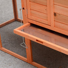 PawHut 82" Deluxe Wooden Hen House with Run and Nesting Box-Hinged door FOR easy access FOR cleaning AND refilling of food AND water