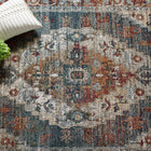 Modway Tribute Camellia Distressed Vintage Floral Vintage Medallion Area Rug - 8 ft W x 10 ft L - Multicolored-Gripping Rubber Underside