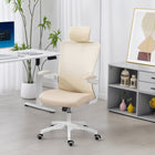 HOMCOM Ergonomic Office Chair with Adjustable Headrest - Beige-Adjustable seat height and tilt function for optimal comfort