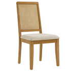 Modway Arlo Faux Rattan and Wood Dining Side Chairs - Natural/Heathered Weave Light Beige - 2 Pack-Non-Marking Foot Glides