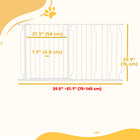 PawHut 30"- 57" Extra Wide Dog Gate with Double Locking System - White-Suitable for doorways, hallways and staircases