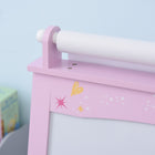 Qaba 3 In 1 Kids Wooden Art Easel with Paper Roll Double-Sided Chalkboard & Whiteboard - Pink-Made of MDF with A shape design, sturdy and durable 