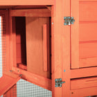 PawHut 48" Weatherproof Wooden Rabbit Hutch with Slant Roof and Outdoor Run - Red-Heavy duty wire keeps your bunnies inside and safe while keeping other animals out 