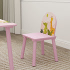Qaba Kids Table & Chairs Set, Children Table & 2 Chairs Set with Animal Pattern, Kids Activity Furniture - Pink-Lightweight design, easy to move around
