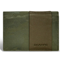 Champs Camo Leather Cardholder - Green-Leather Card holder in gift box
