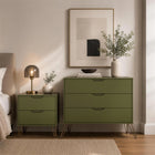 Manhattan Comfort Avira 35" Mid-Century Modern 3-Drawer Dresser - Olive Green-30 Day Limited Manufacturer's Warranty