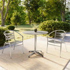 Flash Furniture 31.5'' Round Aluminum Indoor/Outdoor Table with 2 Slat-Back Chairs (TLH32RD017BCHR2)-31.50"W x 31.50"D x 27.25"H, round