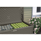 Suncast Extra Large Wicker Deck Box - 134 Gal. - Stoney-Shocks make it easy to lift lid and keep it open while in use.