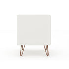 Manhattan Comfort Rockefeller 20.08" Mid-Century Modern 1-Drawer Nightstand 2-Piece Set - White-Home Assembly Required. All Hardware Included