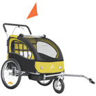 Aosom 2-in-1 Bike Trailer for Kids, Foldable Baby Stroller Carrier - Yellow-Robust steel frame keeps the structure stable and secure 