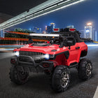 Aosom 12V 2-Seater Kids Ride-On Police Truck - Red-Four wheels with spring suspension for a smooth ride 