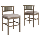 Modway Eleni Outdoor Teak Wood Counter Stools 2-Piece Set - Weathered Grey/Pebble-Teak Wood Frame