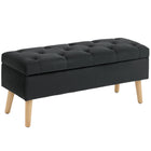 HOMCOM Upholstered Storage Ottoman Bench with Wooden Legs - Black-Elegant and chic, this bench enhances any living space;  