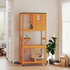 PawHut 36" L Outdoor Cat House Catio with Wheels and Asphalt Roof - Orange-Superior asphalt roof provides weather resistance 