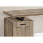 Monarch Specialties 7764 48" Computer Desk - Dark Taupe Left Or Right Facing-Drawer handles, desktop support, and sturdy U-shaped metal leg are in a contrasting black finish