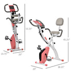 Soozier 3 in 1 Folding Exercise Bike w/ 8-Level Magnetic Resistance - Pink-Includes a pair of tension rope to help better improve upper body strength 