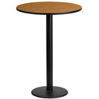 Flash Furniture 24'' Round Laminate Table Top, Natural with 18'' Round Bar-Height Table Base (XURD24NTTR18B)-Bar Height Hospitality Table