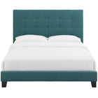 Modway Melanie Tufted Button Upholstered Fabric Twin Platform Bed - Teal-No Box Spring Required